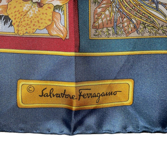 Salvatore Ferragamo 100% Silk Jungle Animals Print Scarf NWT - Picture 13 of 16